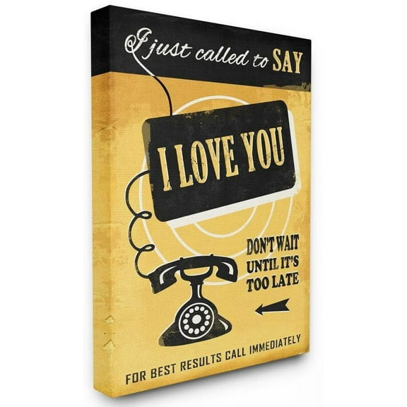 Stupell Industries Love Call Vintage Comic Book Yellow Design Canvas Wall Art by Ester Kay