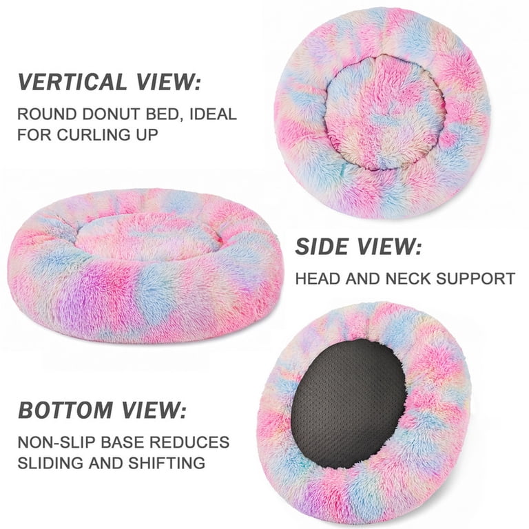 Exclusivo Mezcla Calming Donut Pet Bed, Pink Rainbow photo 3