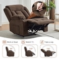 thumbnail image 3 of Eastvita Brown Oversized Manual Recliner Sofa with Deep Seat/Vibration Massage/Heat Function, 3 of 5