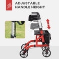 thumbnail image 3 of Déambulateur pour Aînés et Adultes avec Roues de 8 Pieds', Siège et Dossier Rembourrés, Sac de Rangement Rouge, 3 of 6