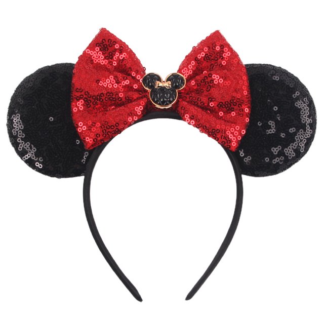 Diadema con orejas de ratón y fuegos artificiales de Castillo de Disney, diadema con lazo de lentejuelas para niñas y niños, accesorios para la cabeza DIY para fiesta featival