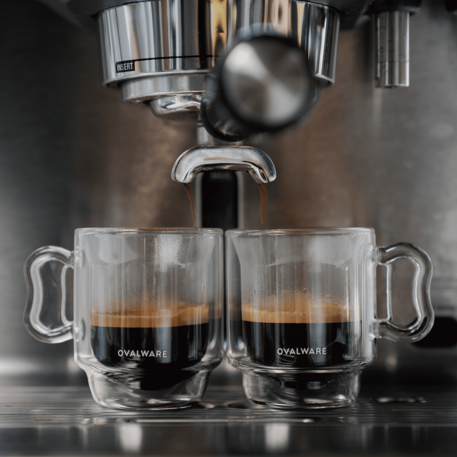 Ovalware RJ3 Double-Walled Espresso Coffee Set of 2 Clear Borosilicate Glass Cups 4oz/120ml