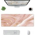 thumbnail image 2 of Marble Pink Mouse Pad, Extended Desktop Large Gaming Mousepad with Gold Texture, Waterproof Non-Slip Big Long Full Makeup Mat for Laptop, Keyboard, Computer for Decor Women Office, XL 31.5 * 11.8 in, 2 of 6