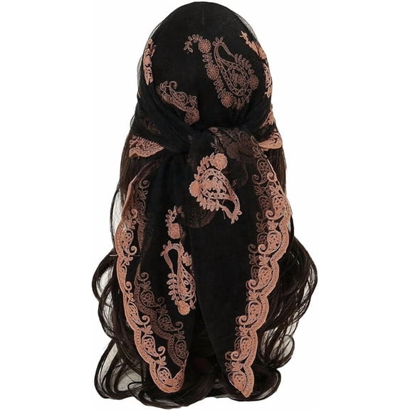Women's Flower Embroidery Hair Scarf Headband Sheer Lace Hair Bandana