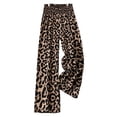 thumbnail image 1 of Pantalones Anchos con Estampado de Leopardo para Mujer, Cintura Elástica, Informales, Holgados, A Estar en Casa. L, 1 of 8