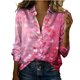 thumbnail image 3 of TaTaai Ladies Satin Blouse Long Sleeve Valentines Day Print Button Down Lapel Collar Silky Shirt Loose Fit Romantic Top Gift, 3 of 7