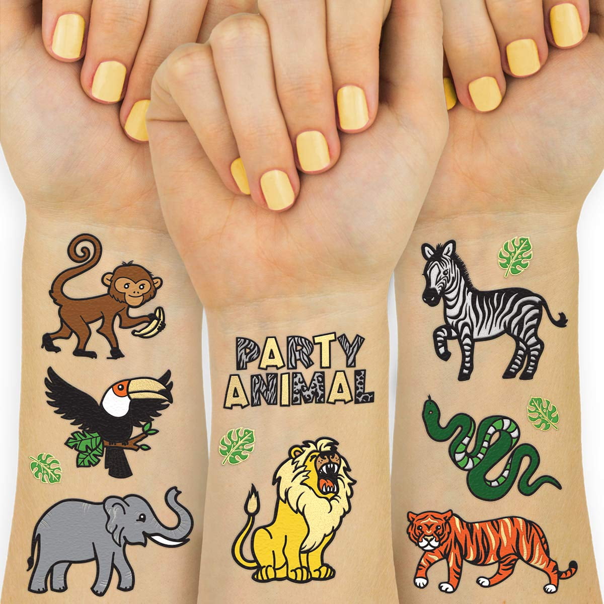 ICHUDAN Jungle Temporary Tattoos for Kids 30 styles Zoo, Boys