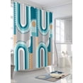thumbnail image 3 of Shower Curtains for Bathroom-72"x72", Mid Century Abstract Art Waterproof Bath Curtain Grommet Shower Curtain Set with Hooks, Stripe Color Block Washable Bath Accessories, 3 of 6