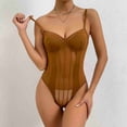 thumbnail image 3 of Body de encaje para mujer, lencería con correas ajustables, erógeno, sin espalda, encaje transparente, costura de malla, lencería de una pieza, café S, 3 of 8