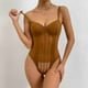 thumbnail image 3 of Body de encaje para mujer, lencería con correas ajustables, erógeno, sin espalda, encaje transparente, costura de malla, lencería de una pieza, café L, 3 of 8