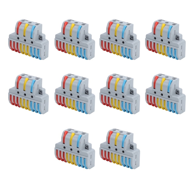 Terminales 10 Uds. Terminal De Abrazadera De Bloque De Alambre 3 En 9 Salidas Conectores Eléctricos De Cableado Rápido LT-933