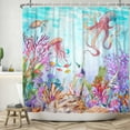 thumbnail image 2 of SUNOLIFE Ocean Theme Shower Curtain Undewater Nautical Coastal Bathroom Curtain,72x78 in, 2 of 4