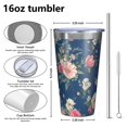 thumbnail image 4 of 16oz Tumblers Pioneer Flower Stainless Steel Vacuum Insulated Double Wall Travel Tumbler Cups Mug with Lid and Straw,Cleaning Brush for Coffee,Tea, 4 of 4