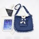 thumbnail image 3 of Bolso de compras para mujer Bolso de borla de mezclilla Bolso de compras de trabajo diario (Azul oscuro), 3 of 9