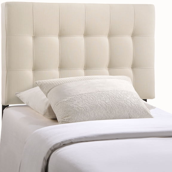 Modern Contemporary Twin Size Fabric Headboard, Ivory Fabric