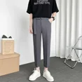 thumbnail image 5 of Pantalones de verano para hombre, ajustados, con cinturón, holgados, con 9 bolsillos, elásticos, para traje social, 2024, 5 of 5