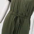 thumbnail image 4 of Baqcunre Women's Deep V Neck Short Sleeve Wrap Drawstring Waist Jumpsuit,Color Army Green,Size S-XXL, 4 of 8