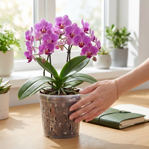 Orchid Pot with Drainage Holes 5 Inch Ventilated Planter for Phalaenopsis Orchid Visible Root Growth Breathable Flower Plant Container (2Pcs)