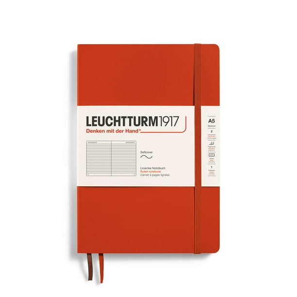 Cuaderno LEUCHTTURM1917, tamaño A5, mediano, tapa blanda, rayado, 123 páginas