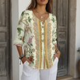 thumbnail image 4 of Tutolipy Floral Border Print Linen-Style Women's Shirt, Linen-Like Linen-Look Women’s Blouse for Spring Office Outdoor, Size X-Large, 4 of 9