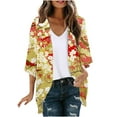 thumbnail image 3 of jsaierl Women Floral Print Lightweight Chiffon Kimono Cardigan Short Sleeve Loose Beach Wear Cover Up Blouse Top, 3 of 6