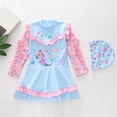 thumbnail image 2 of lnmuld Girls Swimsuit Sun Protective Long Sleeve Swimsuit Dress Style UPF Swimwear for Toddlers and Kids Color:Blue,Size:2-4 Years, 2 of 4