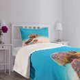 thumbnail image 3 of Ambesonne Hawaiian Quilted Bedspread Set 2 Pcs, Sea Turtle Underwater, Twin Size, Aqua Cinnamon Brown, 3 of 5