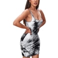 thumbnail image 4 of Coduop Women's Tie Dye Sleeveless Tank Dress Notched Neck Short Bodycon Dress, 4 of 7