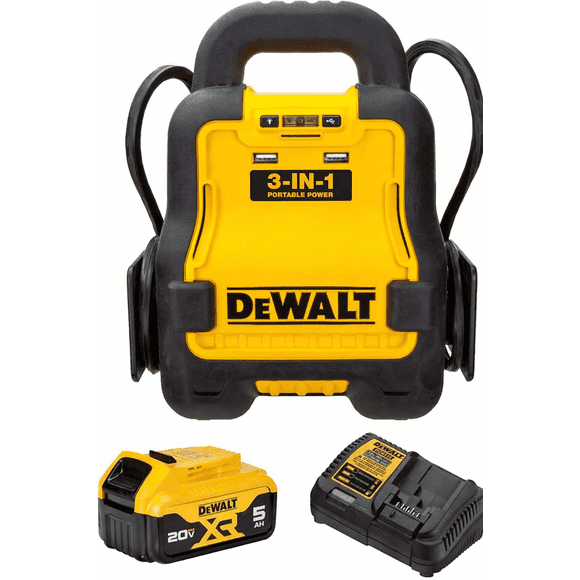 DeWalt DXAE20VBBK Battery Booster with 20V XR 5 AH Lithium-Ion Battery and DCB1104 Battery Charger