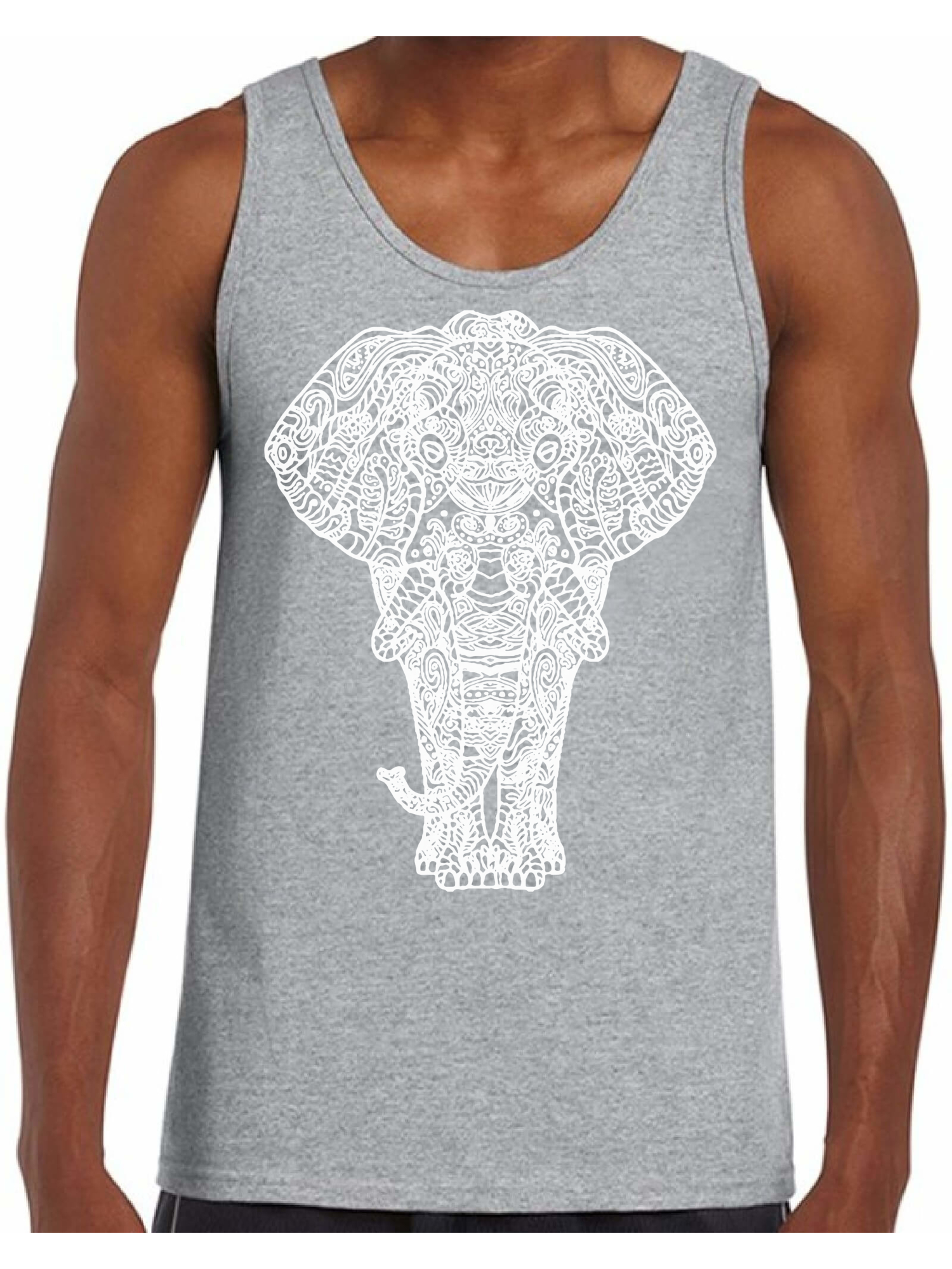 Awkward Styles Elephant Tank Top for Men Patterned Tanks for Men Men's Fashion Collection Tracery Tank Top for Dad Indian Pattern T-Shirt for Men Gifts for Husband Elephant Shirts Animal T-Shirt - image 1 of 4