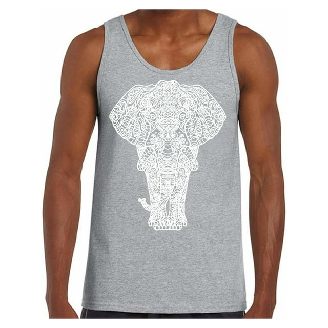 Awkward Styles Elephant Tank Top for Men Patterned Tanks for Men Men's Fashion Collection Tracery Tank Top for Dad Indian Pattern T-Shirt for Men Gifts for Husband Elephant Shirts Animal T-Shirt