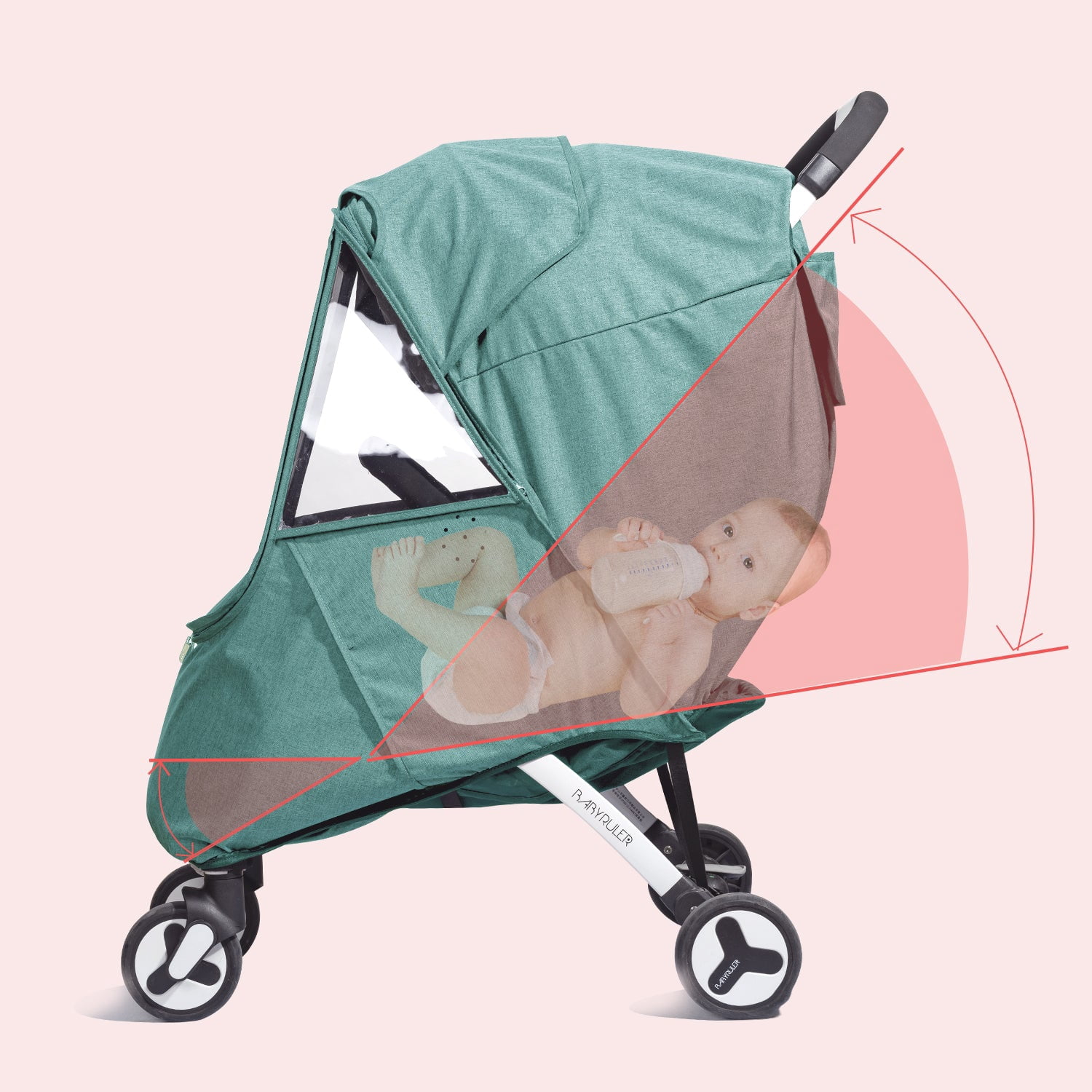Sunveno Windproof Waterproof Stroller Sun Shade, Green