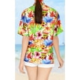 thumbnail image 4 of LA LEELA Women's Casual Beach Blouse Shirt Floral Blouses Button Up Short Sleeve Dress Tops Tee Shirts Hawaiian Dresses for Women L Tropical Leaves, Multi, 4 of 5