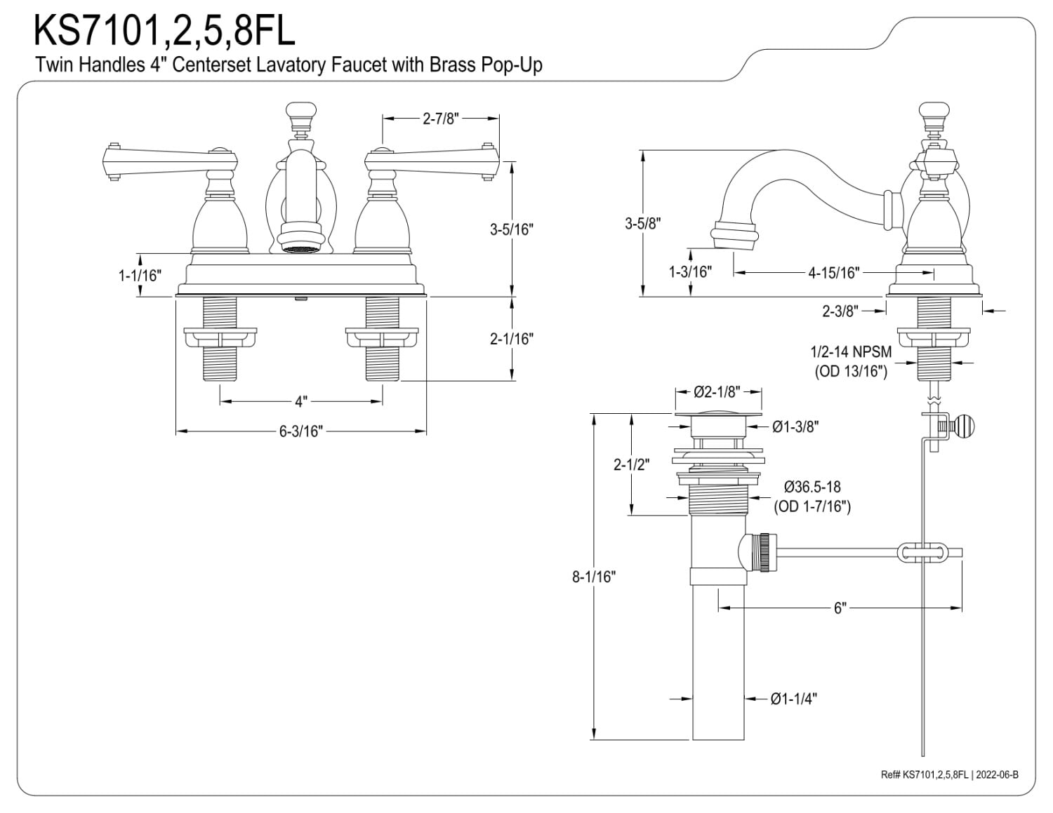 Kingston Brass KS7101FL 4 in. Centerset Bathroom Faucet, Polished Chrome