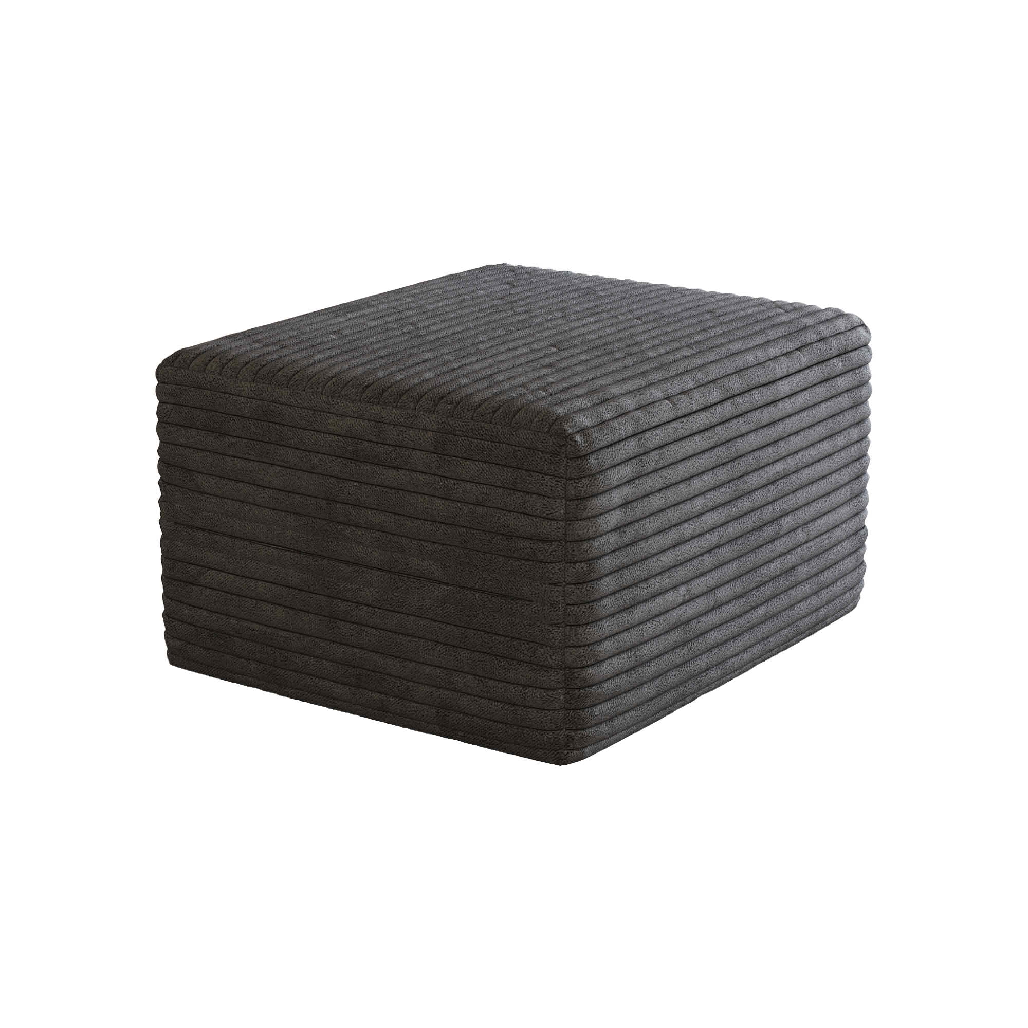 MAYEERTY Plush Corduroy Sofa Ottoman, No Assembly Required, Dark Gray