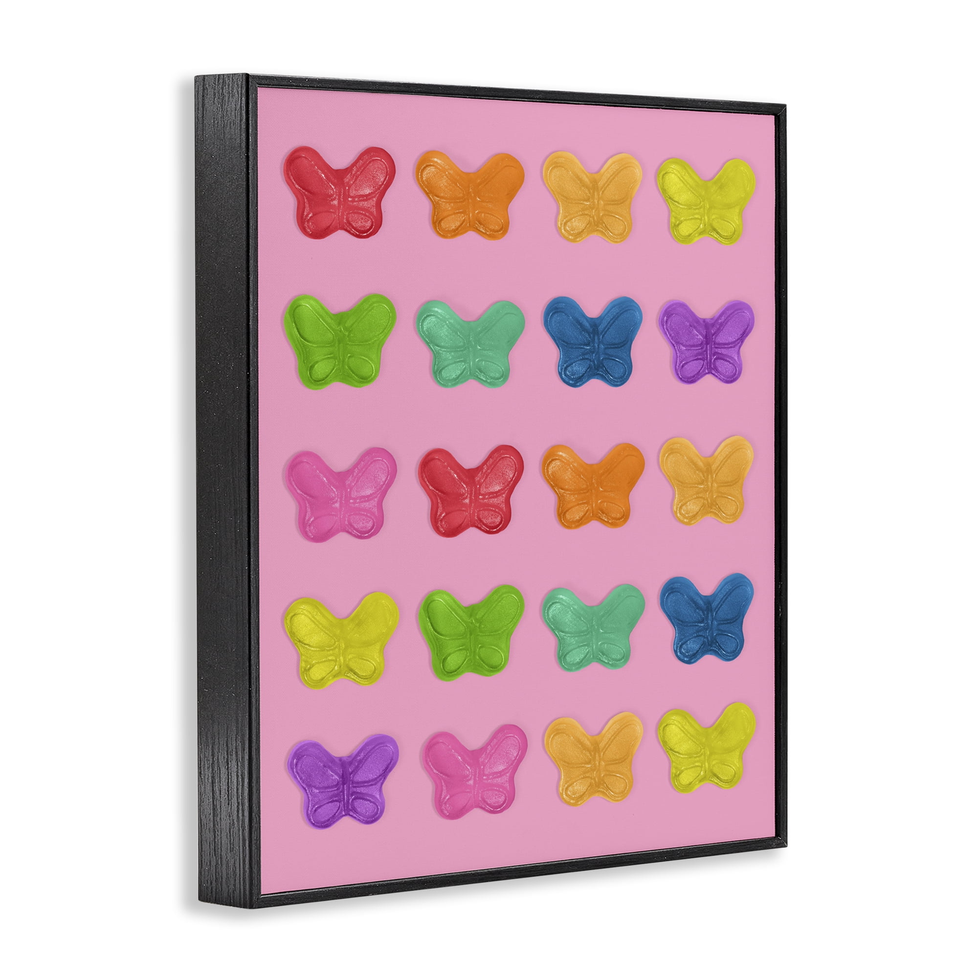 Stupell Industries Colorful Butterflies on Pink Black Framed Giclee Art, design by LISH Creative