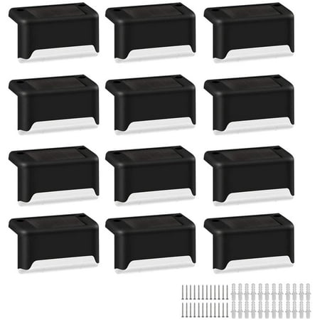 

BIGTREE Solar Deck Lights with White LED in Black Finish for Outdoor Steps Stairs Patios Landscapes 12Pack