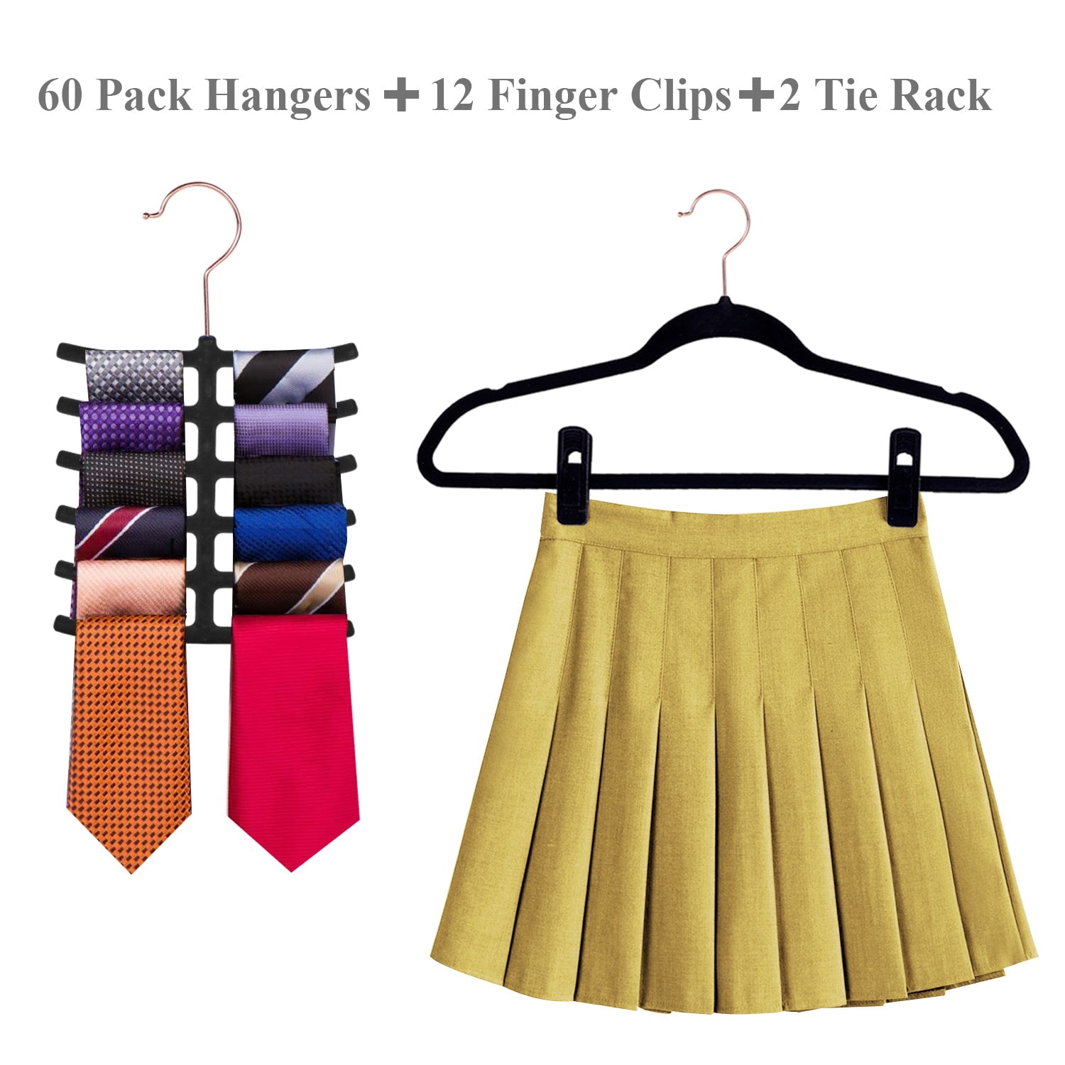 Katkuca Velvet Hangers 100 Pack, Non-Slip Clothes Hangers, Heavy Duty Hangers with 360 Rotating Hook, Slim Space Saving Suit Hangers for Clothes,Coat,Skirt,Pants, Black