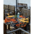 thumbnail image 2 of Fsddascl Orange Yellow Floral Outdoor Tablecloth - 54 Inch Round Dining Table Cover, Botanical Summer Tropical Black Waterproof Outdoor Table Cloth with Umbrella Hole & Zipper for Picnic/Patio/Party, 2 of 7