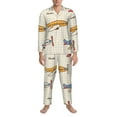 thumbnail image 4 of Bingfone Men'S Pajama Set 2 Piece Loungewear Pjs, Long Sleeve With Pajama Pants-Striped Vintage Planes, 4 of 9