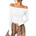thumbnail image 2 of Womens Off The Shoulder Tops Long Sleeve Basic T Shirts Going Out Cute Fall Fashion 2024 Women Thermal Tops Pack Thermal Shirts for Men Long Sleeve Cold Weather Specific Heart Women's Yoga Jacket 1/2, 2 of 6