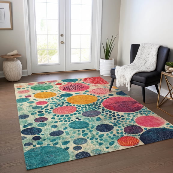 Addison Rugs Chantille Indoor/Outdoor Transitional Geometric Teal Machine Washable Rectangle Rug, 10' x 14'