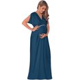 thumbnail image 2 of KOH KOH Long Maternity Pregnancy Short Sleeve V-Neck Full Floor Length Flowy Baby Shower Bridesmaid Evening Summer Tall Maxi Dress Gown For Women Blue Teal Small US 4-6 NT278, 2 of 5