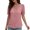 Pink, variant on Summer T-Shirts for Women Lace Trim Casual V-Neck Short Sleeve Pullover Blouse Top, Red XXL
