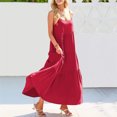thumbnail image 5 of Women Summer Casual Loose Dress Spaghetti Strap Beach Cover Up Long Maxi Dresses Long Sleeve Shirt Dress Evening Dresses for Fall Womens Summer Dress T Shirt Dress for Women Casual Summer Dress with, 5 of 7