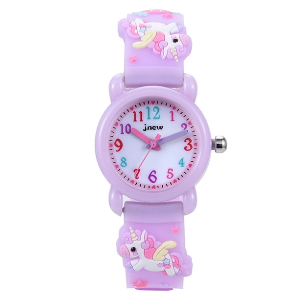 Reloj para niños Unicornio (púrpura), Reloj para niñas Reloj Impermeable 3D con Correa de Silicona de Juguete analógico de Dibujos Animados Lindo Reloj para niños Regalo para niñas de 3 a 11 años