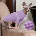 thumbnail image 3 of ZZ Sphynx Cat Clothes, Soft Hairless Cats Shirt with Sleeves, Stretchy Cat Sweater, Pullover Cat Pajamas Jumpsuit, Turtleneck Cat Outfit for Sphynx Cornish Rex, Devon Rex, Rainbow, L, 3 of 6