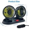 thumbnail image 4 of Ventilador de Automóvil Ajustable, Diseño de Cabezal Doble, Ajustable En 2 Velocidades, Ventilador de Automóvil Portátil Giratorio de 360°, Alimentado Por Encendedor de 12 V(A), 4 of 9