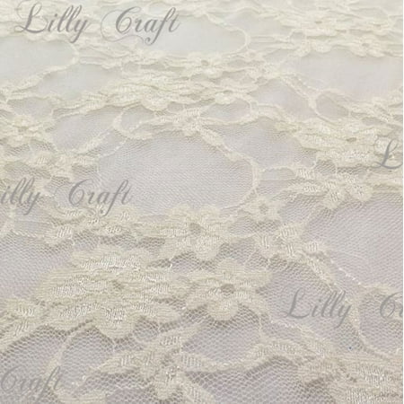 - Ivory Giselle STRETCH Lace 58 Inch Fabric Sold by the Yard