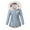 Light Blue, variant on IROINNID Women's Mid-Long Hoodie Parka Coat Solid Color Long Sleeve Casual Winter Drawstring Waist Padded Coat, Black